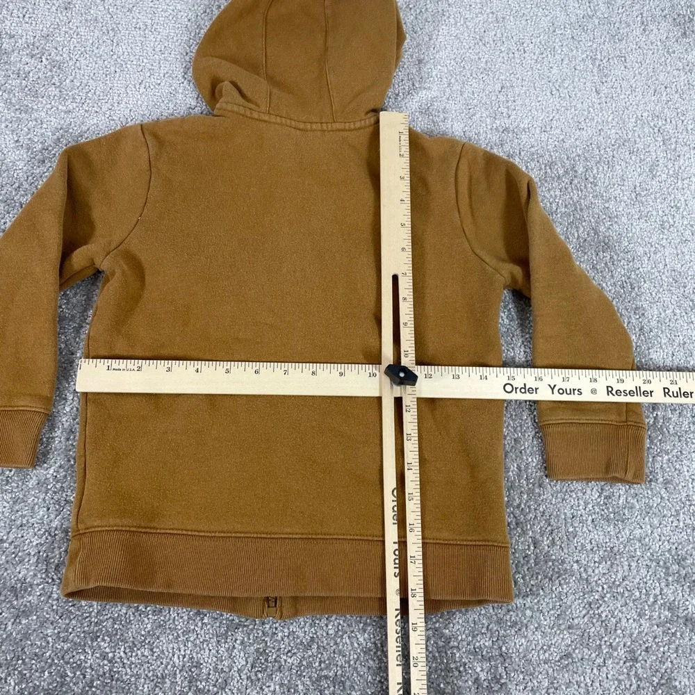 Carhartt Hoodie Kids Boys Size 7 Logo Full Zip Fleece Sweatshirt Brown Teddy